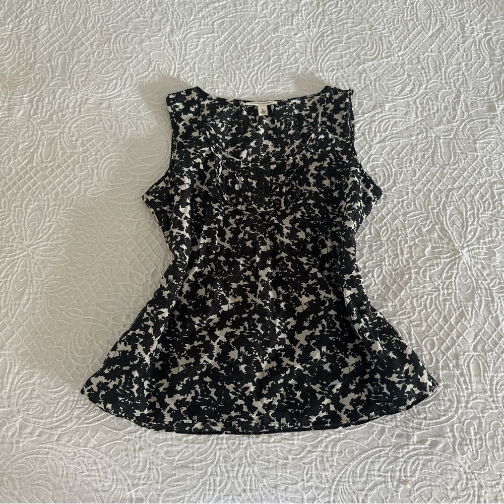 Banana Republic Black and White Floral-Print Sleeveless Camisole